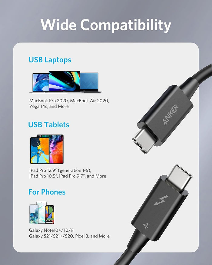 Anker Fast Charger Cable, USB-C to USB-C Cable, 1.2Mm, 240Watts, Black