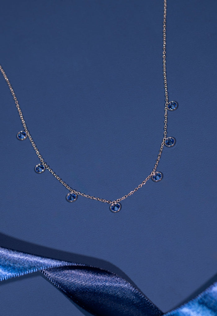 Blue Zircon Guiding Light Necklace in Silver. Give Hope To Women!