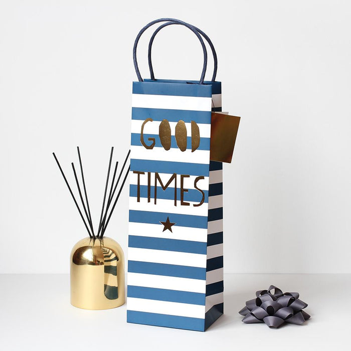 Bubble Gift Bag - Bottle Bag - Blue Stripe