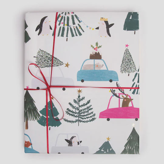 Caroline Gardner Animals In Cars Christmas Wrapping Paper