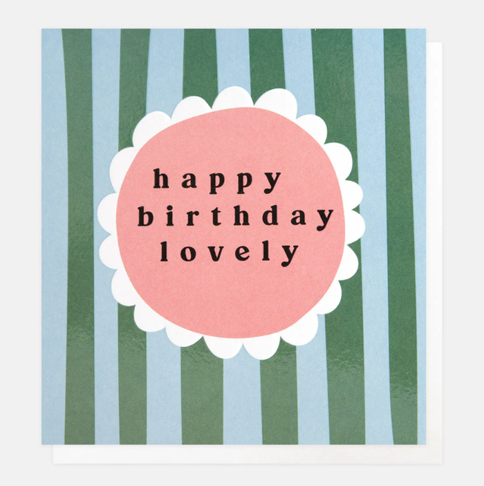 Caroline Gardner Blue & Green Stripe Happy Birthday Greetings Card