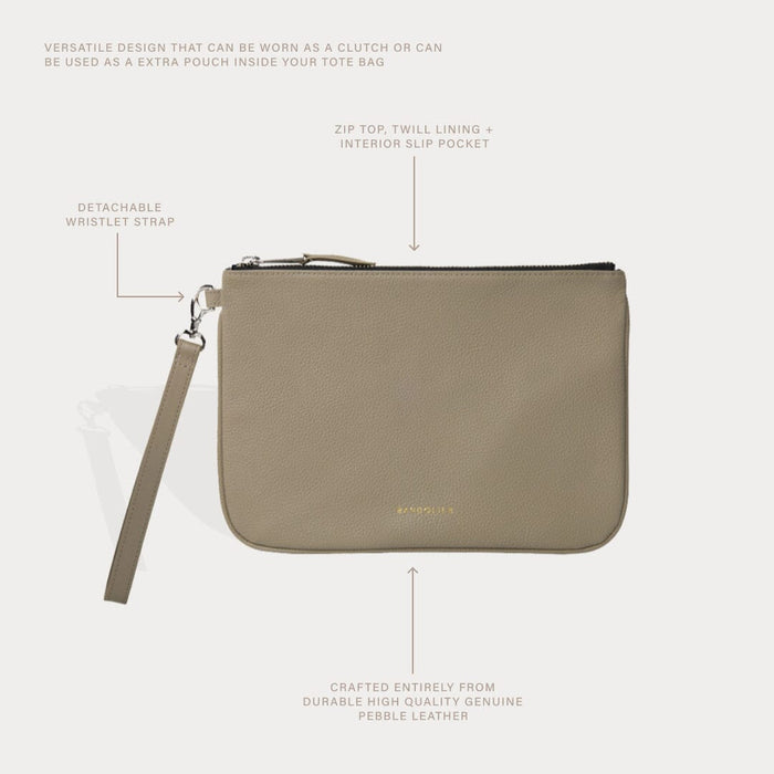 Wristlet Clutch - Greige/Silver Bags Bandolier