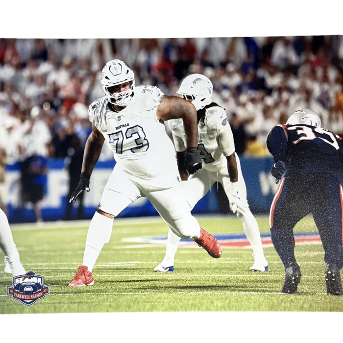 Dion Dawkins Unsigned Blocking in Rivalries 8x10 Photo