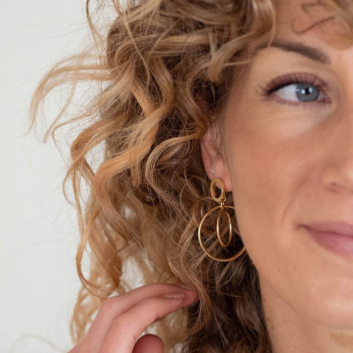 Golden Circle Stud Hoop Earrings