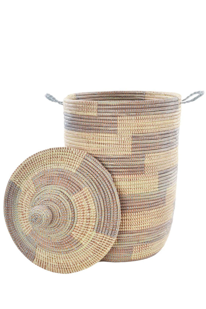 Grey & Cream Hamper Basket - Fair Trade from Senegal