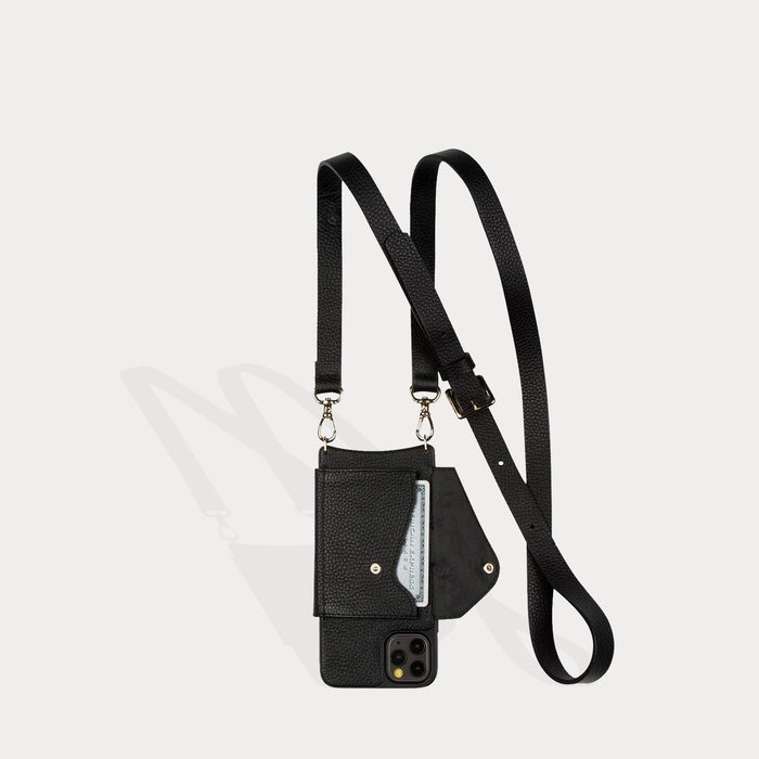 Hailey Folio Pebble Leather Crossbody Bandolier - Black/Gold Bandolier Core Bandolier