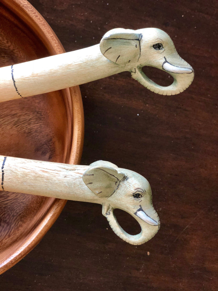 Hand crafted Elephant Salad Servers- Fair Trade, Africa