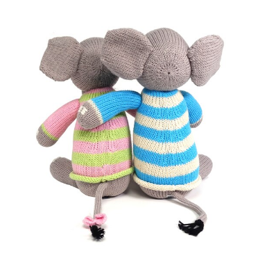 Hand Knit Cotton Elephant Stuffed Animal - Support Fair Trade for Artisans
