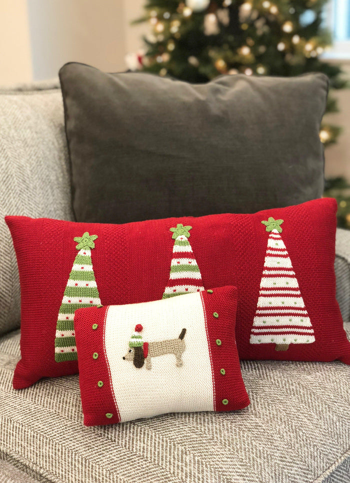 Hand-knit Mini Dachshund Dog Christmas Pillow, Fair Trade - Give Back Goods