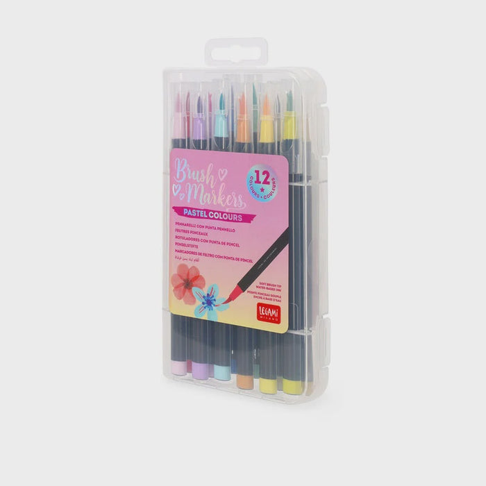 Legami Set Of 12 Brush Markers - Pastel Colours