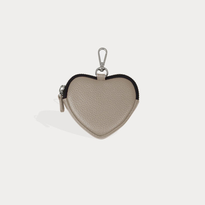 Mini Heart Pouch - Greige/Silver Fashion Pouch Bandolier