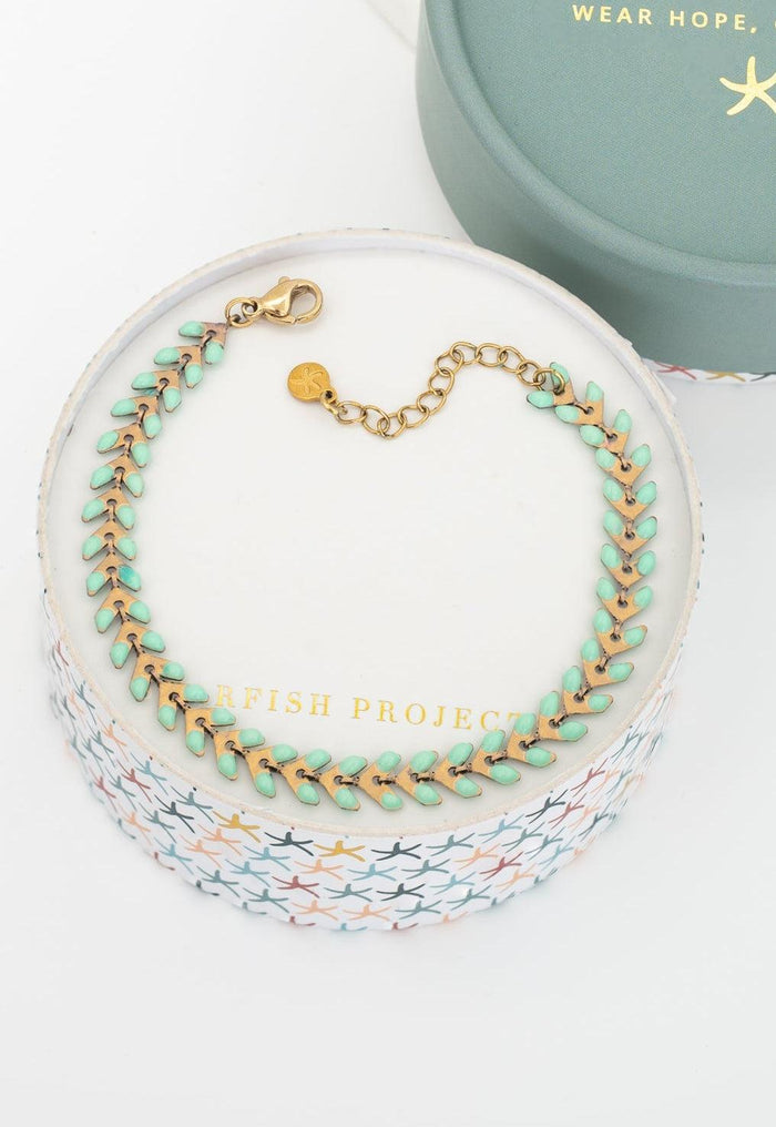 Mint and Gold Seeds of Hope Bracelet- Supports Women Survivors