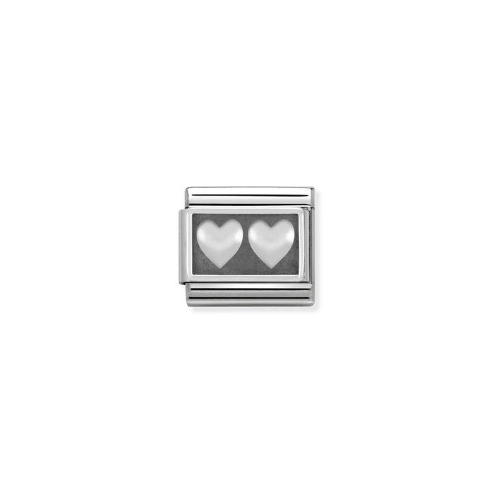Nomination Classic Link Oxidized Silver Double Heart