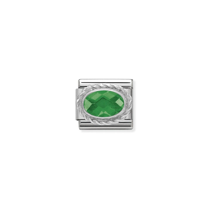 Nomination Classic Link Twisted Setting Faceted Cubic Zirconia Emerald Green Charm