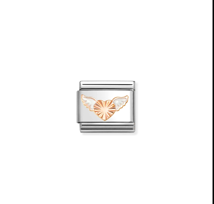 Nomination Classic Rose Gold White Wings & Diamond Heart