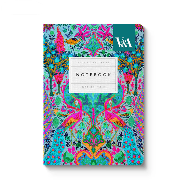 Ohh Deer A6 Neon Floral Peacock Paperback Notebook
