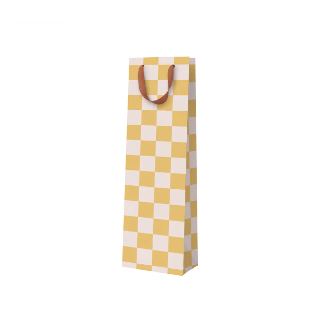 Ohh Deer Mustard Checkerboard Bottle Bag