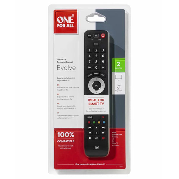 One For All Evolve 2 Universal Remote Control - Black | URC7125 from One For All - DID Electrical