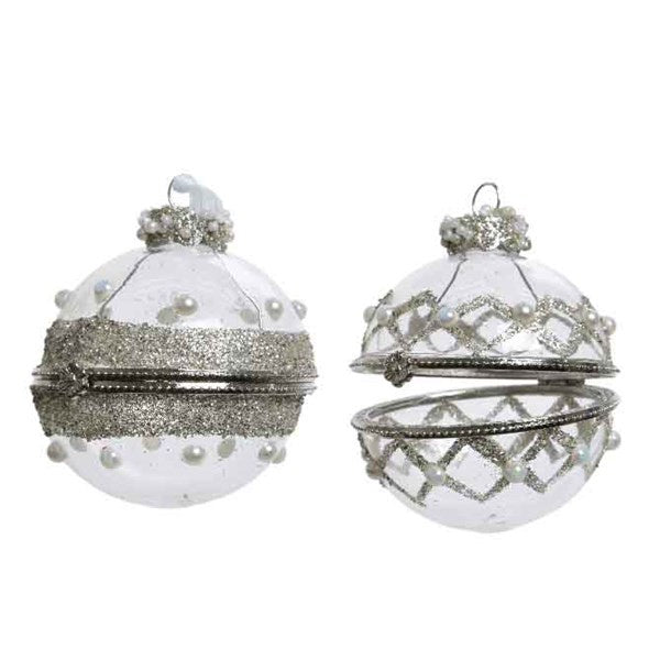 Openable Glitter Glass Bauble - 6cm