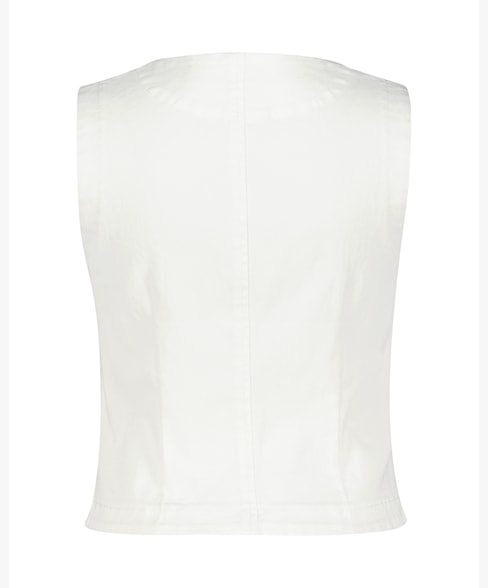 Red Button Denim Waistcoat - Off White