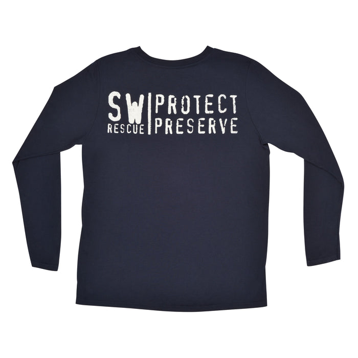 SeaWorld Rescue Navy Long Sleeve Adult Performance Tee