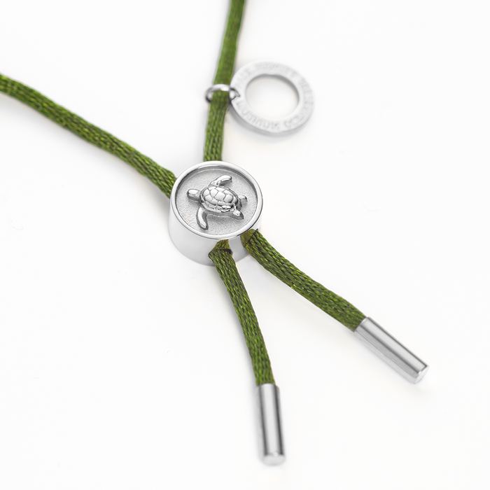 Turtle Anchor Chain Armband Silber Seaweed Dark Green