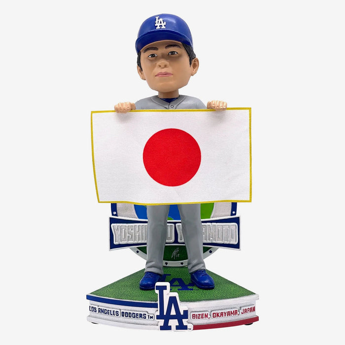 Yoshinobu Yamamoto Los Angeles Dodgers National Flag Away Jersey MLB Bobblehead