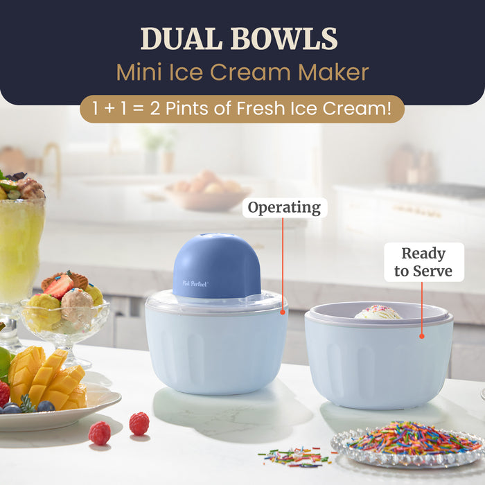1 Pint Cordless Ice Cream Maker with 2 Freezer Bowls