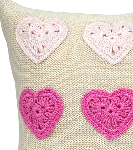 10" Heart Valentine Pillow, Handmade, Fair Trade