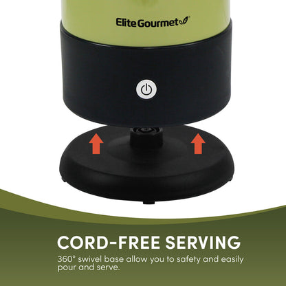 Cord-free serving 360-degree swivel base allow you to safely and easily pour and serve.