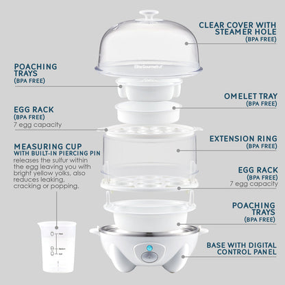 14-Egg Easy Egg Cooker, Steamer, Poacher
