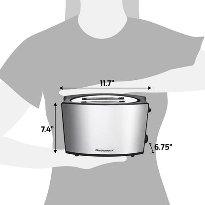 Toaster dimension: 11.7" in length. 7.4" in height. 6.75" in width.