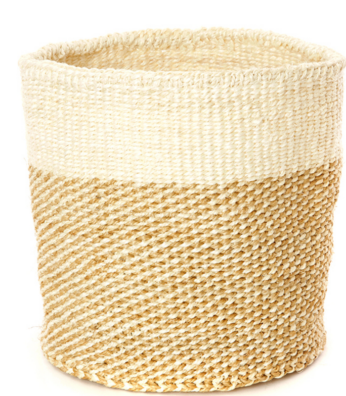 3 Handwoven Beige & Cream Sisal Nesting Baskets, Kenya, Fair Trade