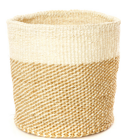 3 Handwoven Beige & Cream Sisal Nesting Baskets, Kenya, Fair Trade