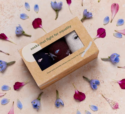 3 Pairs of Organic Socks in Gift Box that Helps Support Civil Rights, Education & Equality
