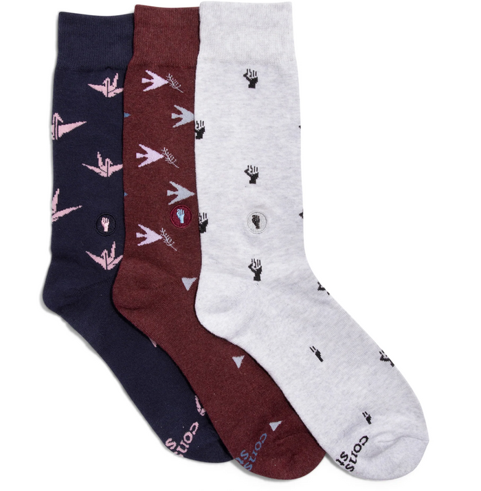 3 Pairs of Organic Socks in Gift Box that Helps Support Civil Rights, Education & Equality