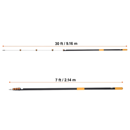 30ft - 5 section Extendable Alloy Pole with an adjustable Ferret camera mount