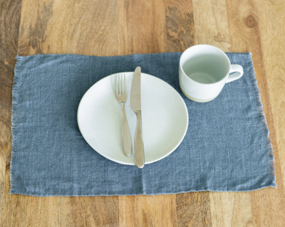 set of 4 Hand Woven Stone washed Linen Placemat (pick your color) - Eco-Friendly, Fair Trade - Give Back Goods