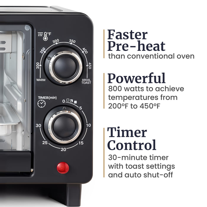 4-Slice Toaster Oven with 30-Min Timer & Temperature Controls