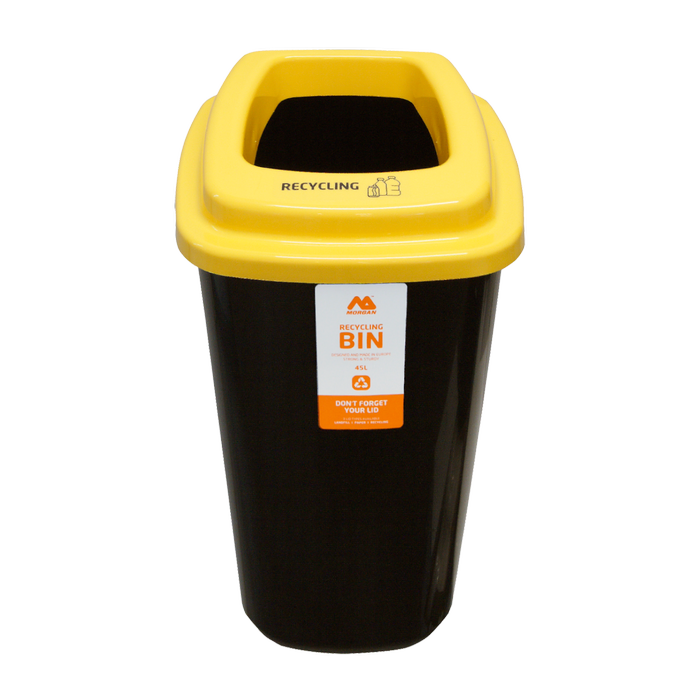 45L Recycling Rubbish Bin - Yellow Lid