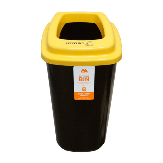 45L Recycling Rubbish Bin - Yellow Lid