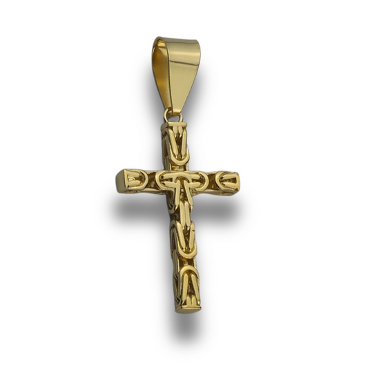 4mm Kreuz Anhänger Königskette - 925er Silber - vergoldet