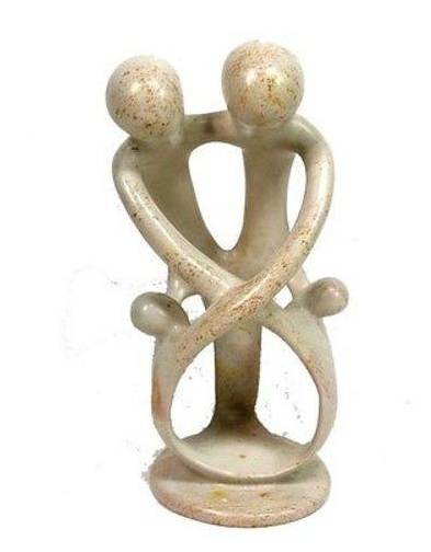 8" Handcrafted Soapstone Family Heart Sculpture - Fair Trade, eco-friendly - Give Back Goods