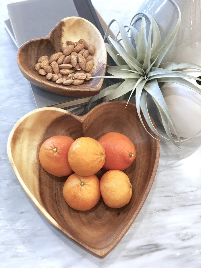 Acacia Wood Heart Bowl - 10" - Fair Trade, Sustainably Harvested- Creates Jobs, Sustains Communities