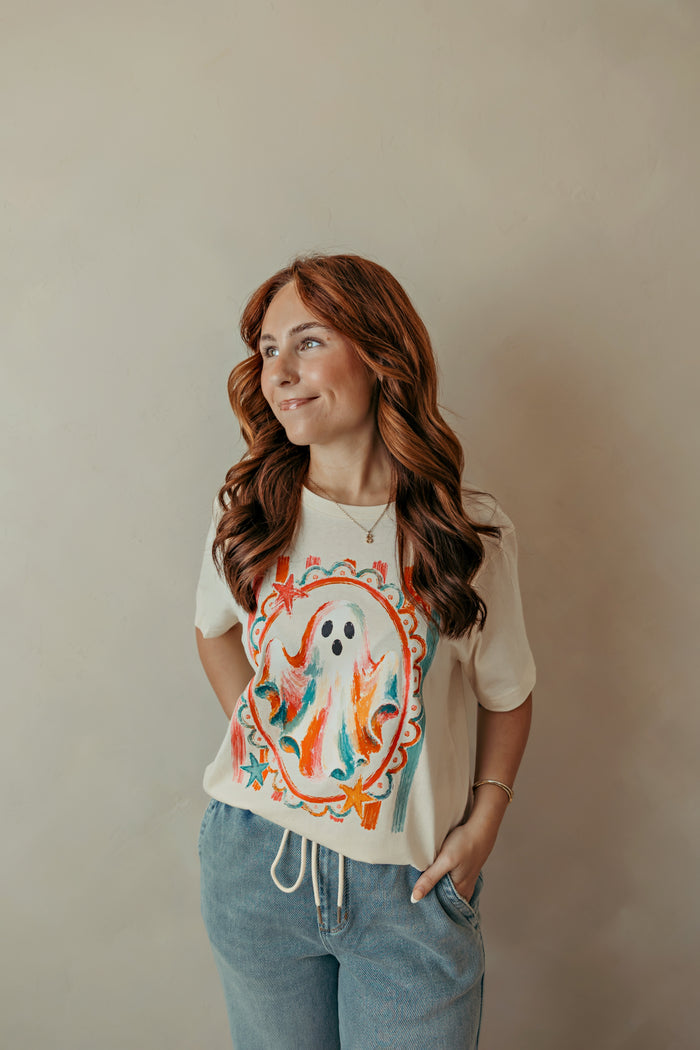 Adult Bright Ghost Graphic Tee Ivory
