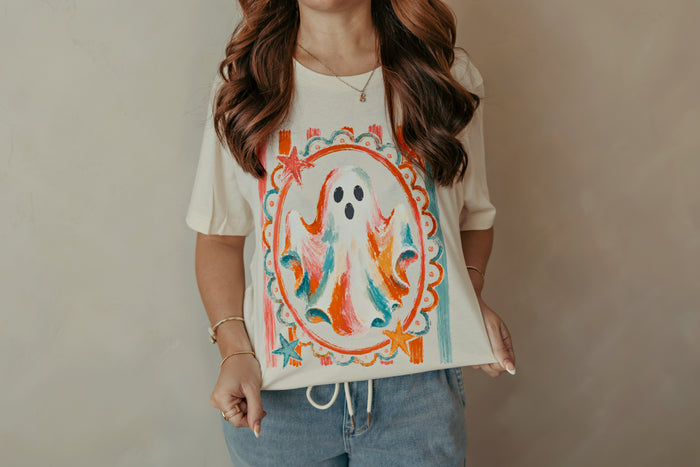 Adult Bright Ghost Graphic Tee Ivory