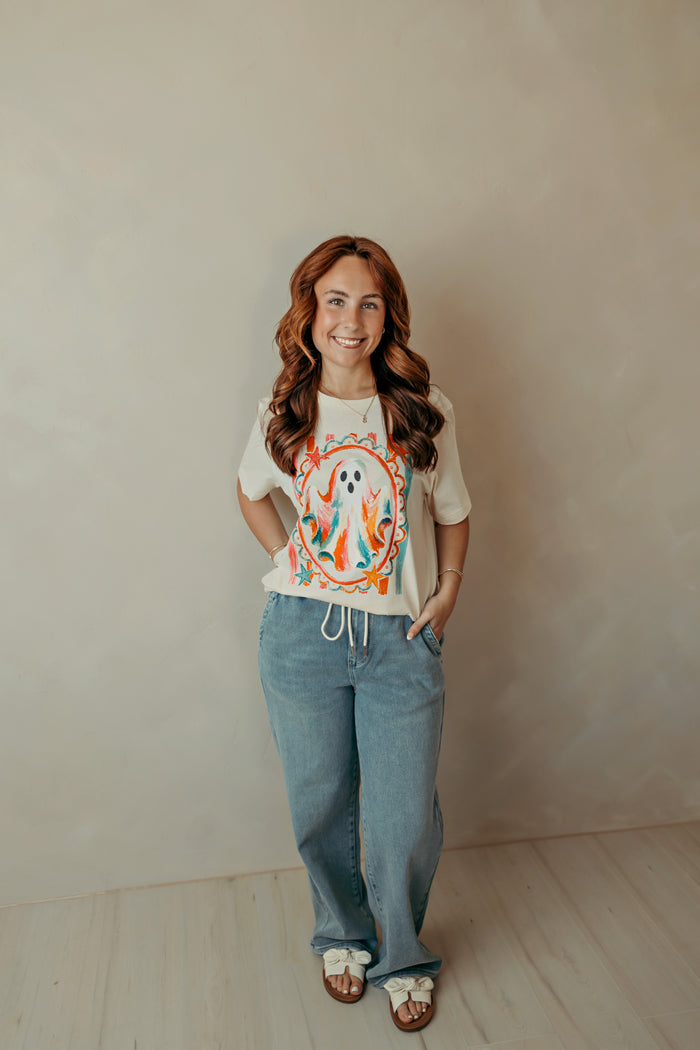 Adult Bright Ghost Graphic Tee Ivory