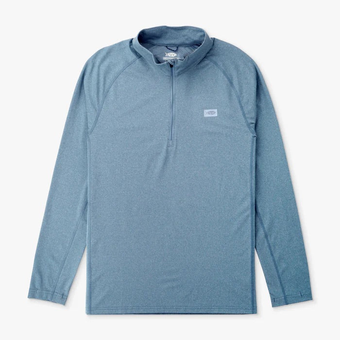 aftco-air-o-mesh-quarter-14-zip-performance-shirt-bering-sea-heather-front-primary