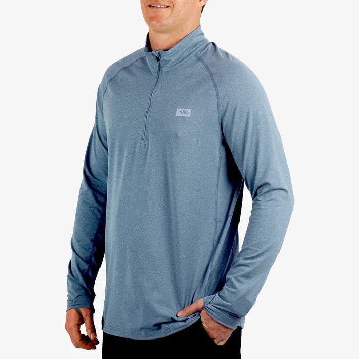 aftco-air-o-mesh-quarter-14-zip-performance-shirt-bering-sea-heather-side-model