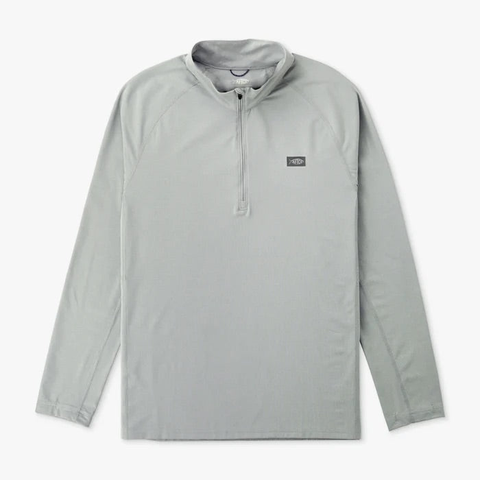 aftco-air-o-mesh-quarter-14-zip-performance-shirt-harbor-gray-heather-front-primary